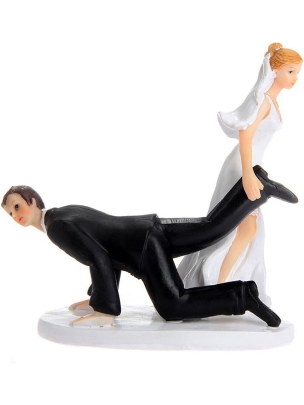 Unique Bride Drag Groom Figurine Wedding Cake Topper for Fun Celebrations
